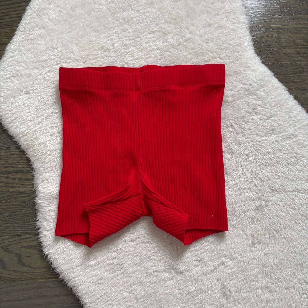 COTTON CITIZEN REVOLVE Ibiza red ribbed biker shorts